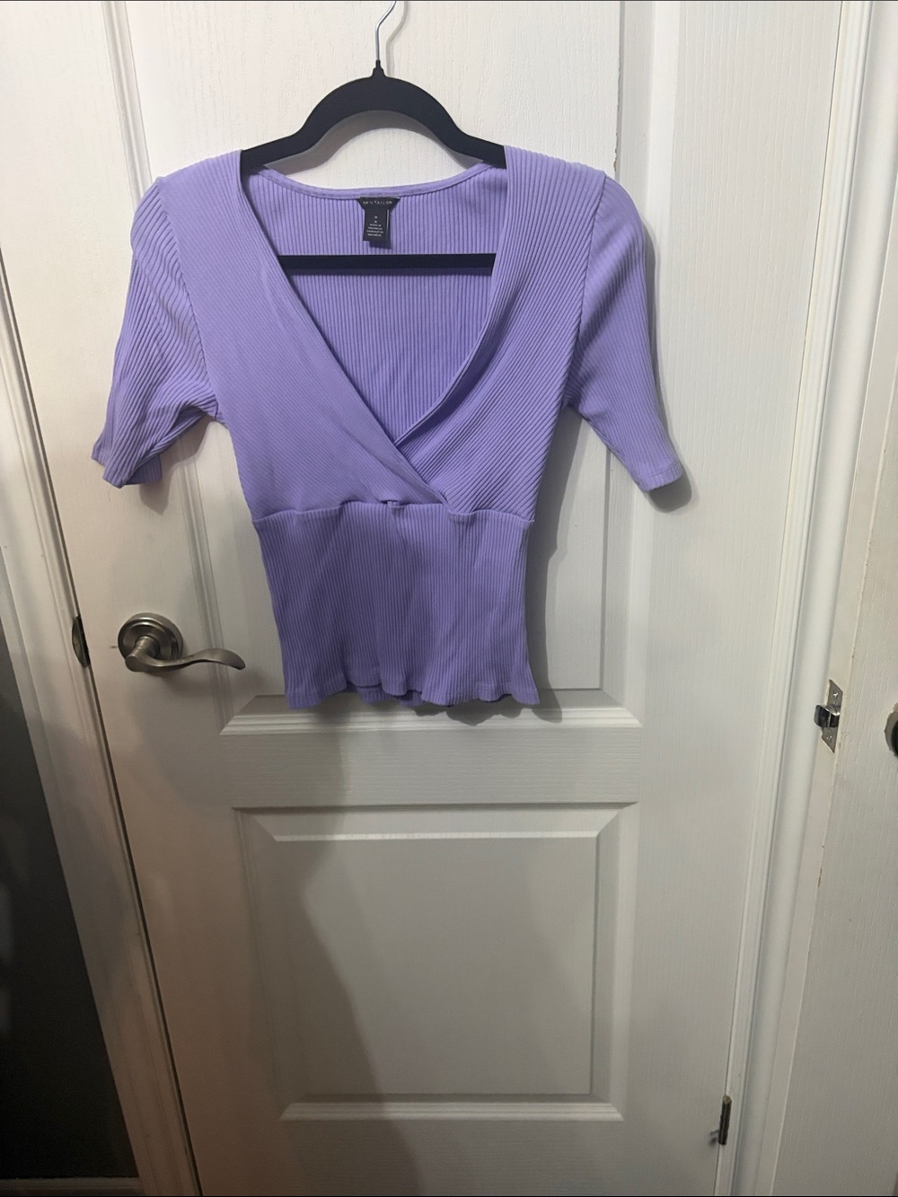 Ann Taylor Women's Lavender Ribbed Wrap Top